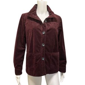 Alia Purple Textured Velour Lined Button Up Jacket Size 8P